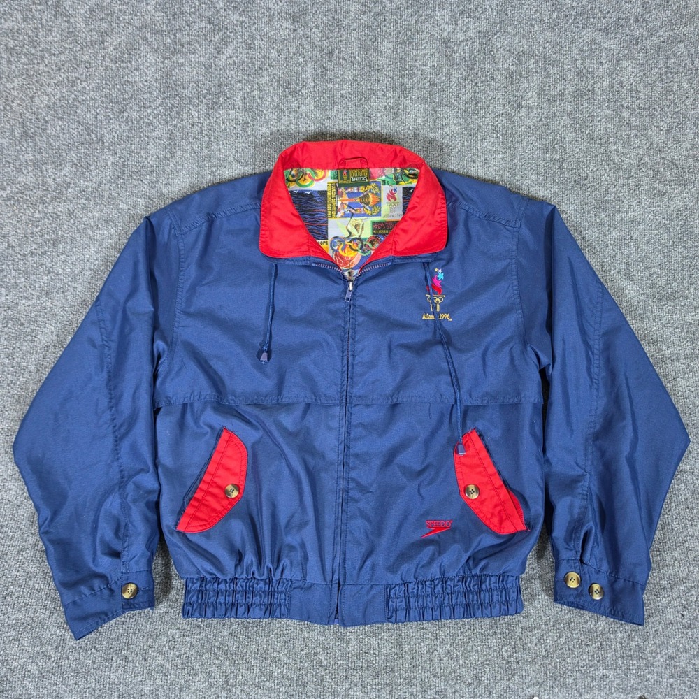 Vintage Speedo 1996 Atlanta Olympic Games Windbreaker Jacket Navy Blue Mens L
